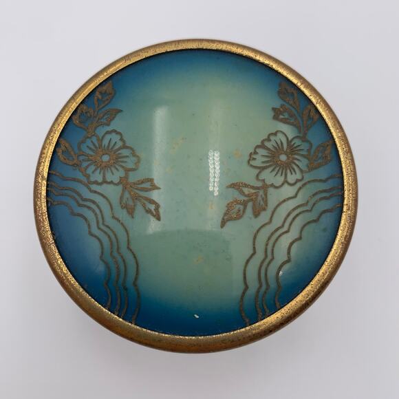 Glass Jar Vanity Stash Powder Art Deco Bakelite Flowers Clear Glass Vintage READ - Picture 1 of 7